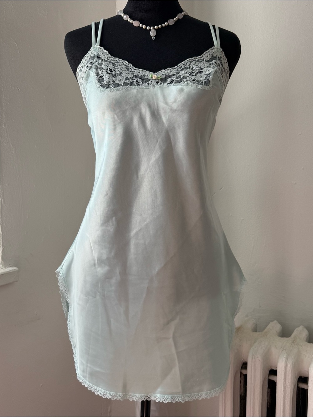 Vintage 80s Victoria's Secret Light Blue Slip Dress